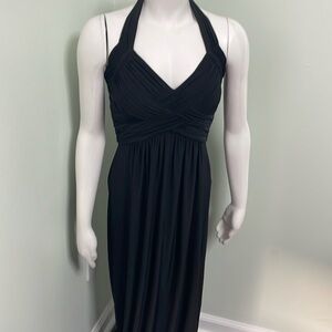 BCBG Beautiful Flowing Sweetheart Halter Long Black Gown 4
